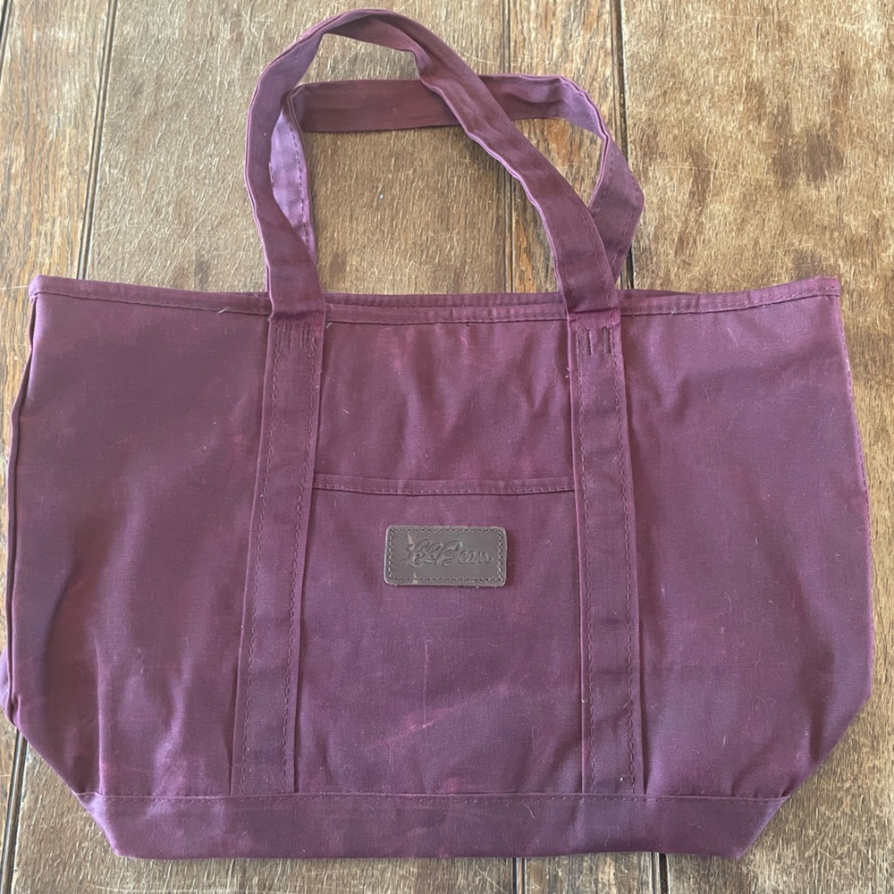 LL Bean Waxed Canvas Tote Bag in Deep Plum